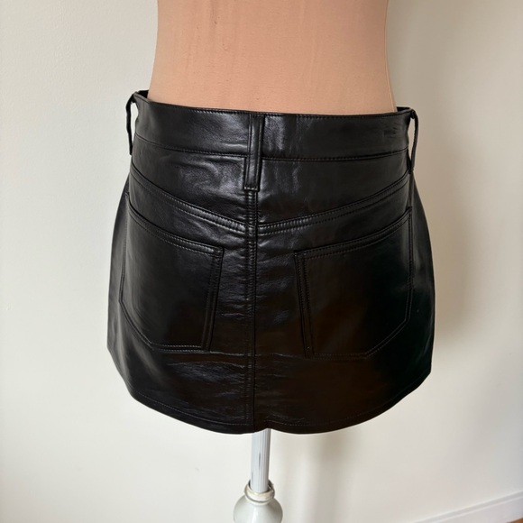 AGOLDE Recycled Leather Liv Detox Black 5 Pocket Zip Fly Mini Skirt EUC Size 26 - Picture 9 of 14